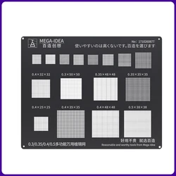 Qianli MEGA-IDEA BGA Black Universal Stencil 0.3/0.35/0.4/0.5mm Parallel Hole Multifunction Planting Tin Net BGA Reballing Tool