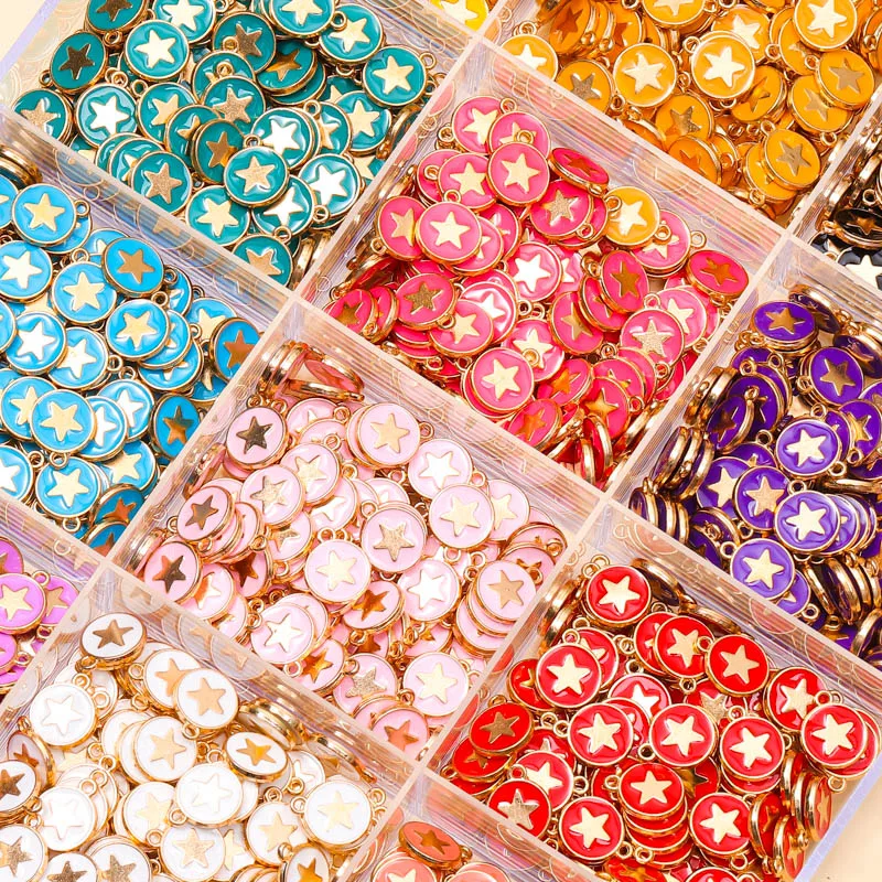 20pcs 12*14mm Five-pointed Star Enamel Pendants Earrings Bracelets Women's Necklaces Charms For Jewelry Making DIY Accessories