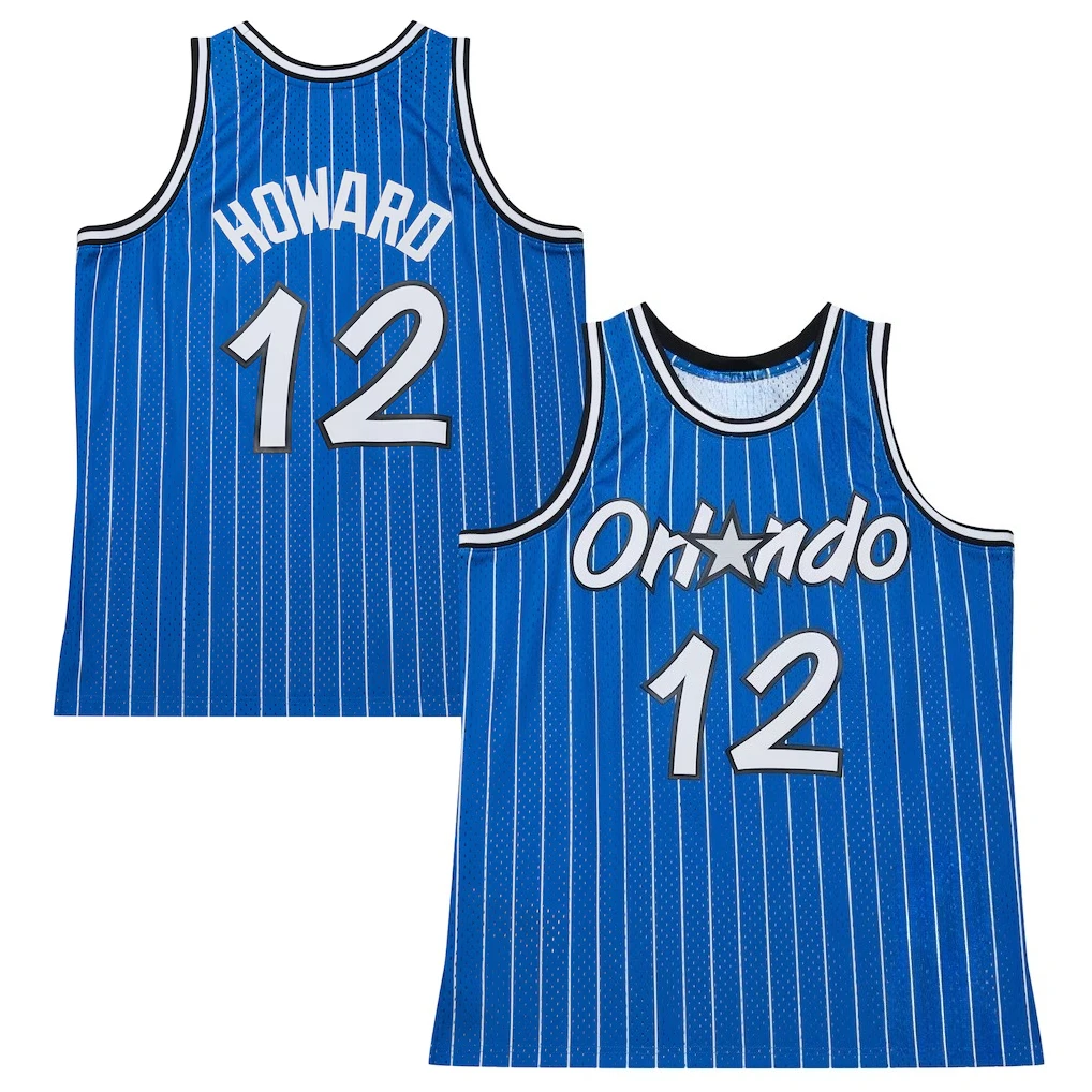 2026 Orlando Magic Dwight Howard #   Camisa de Basquete Azul com 12 Listras, Respirável, Sem Mangas, Jaqueta Esportiva em Malha