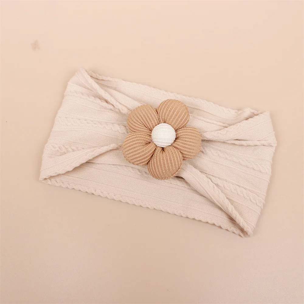 Natural Color Rib Nylon Headband Baby Flower Nylon Grils Head Wraps Newborn Girls Nylon Headbands Children DIY Hair Accessories