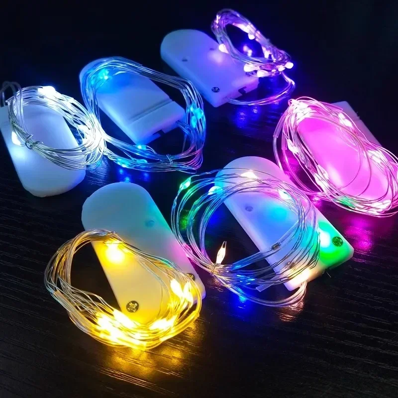 5M Copper Wire LED String Lights Button Battery Operated Garland Fairy Light String Christmas Wedding Party Home Decoration