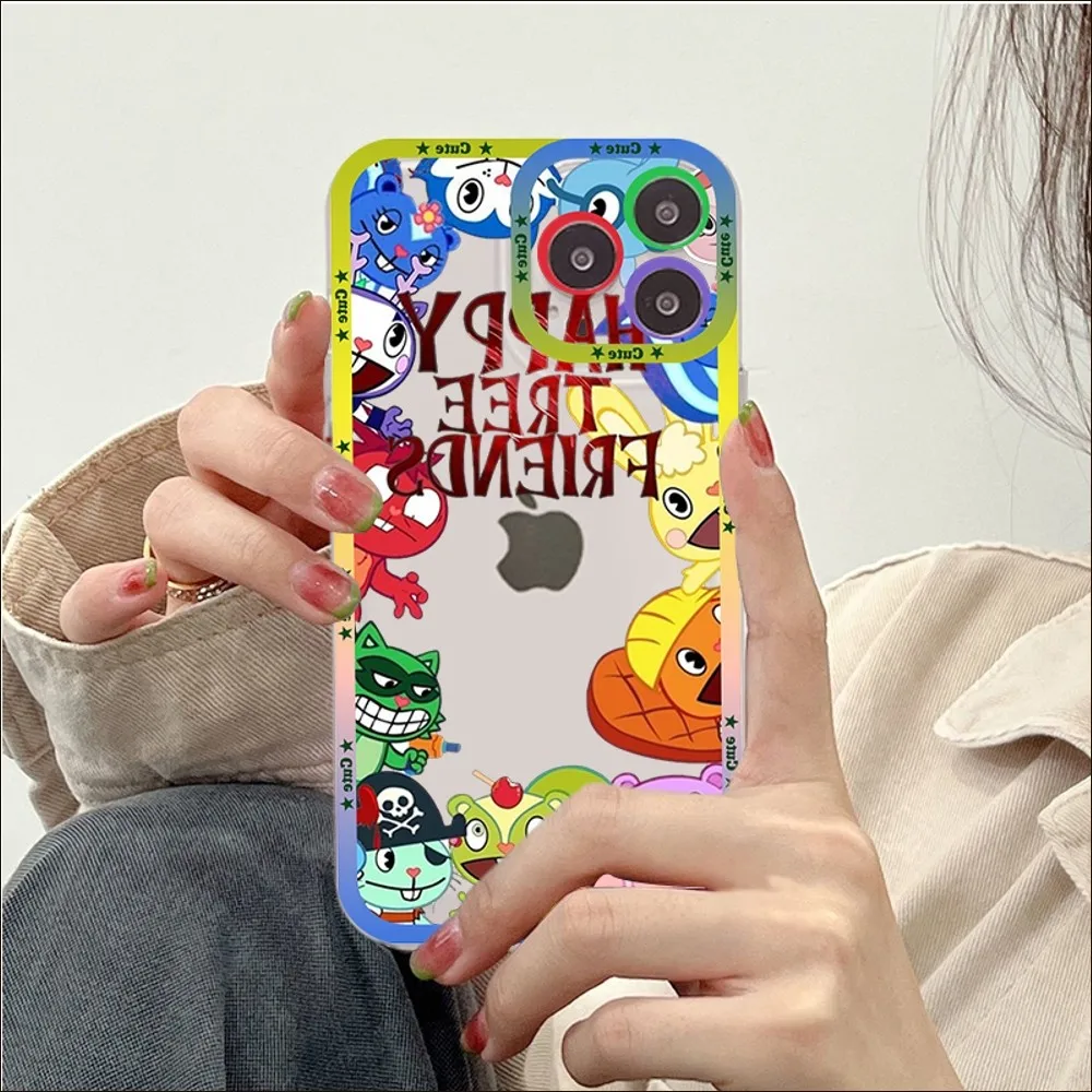 Cute Cartoon Happy tree friends Phone Case For iPhone 13 14 Pro Max XS XR 12 11 Pro 13 Mini 6 7 8 Plus Soft Clear Back Cover