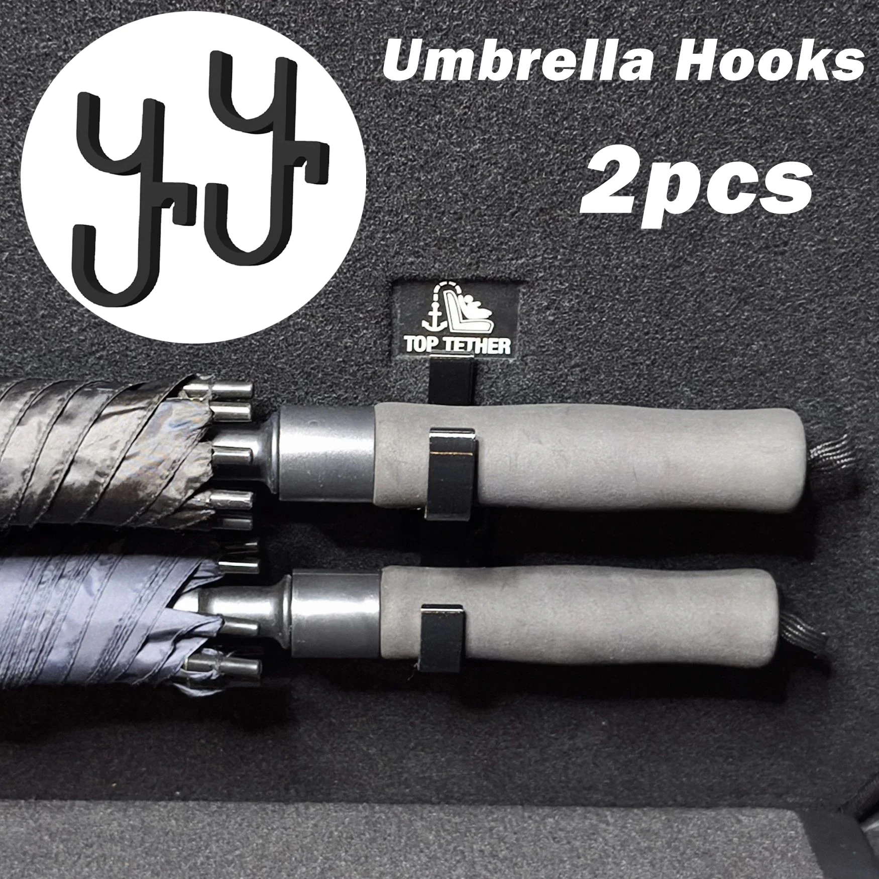 2pcs Car Umbrella Hooks Installation-free Universal Long-handled Umbrella Storage Rack Car Trunk Umbrella hanger