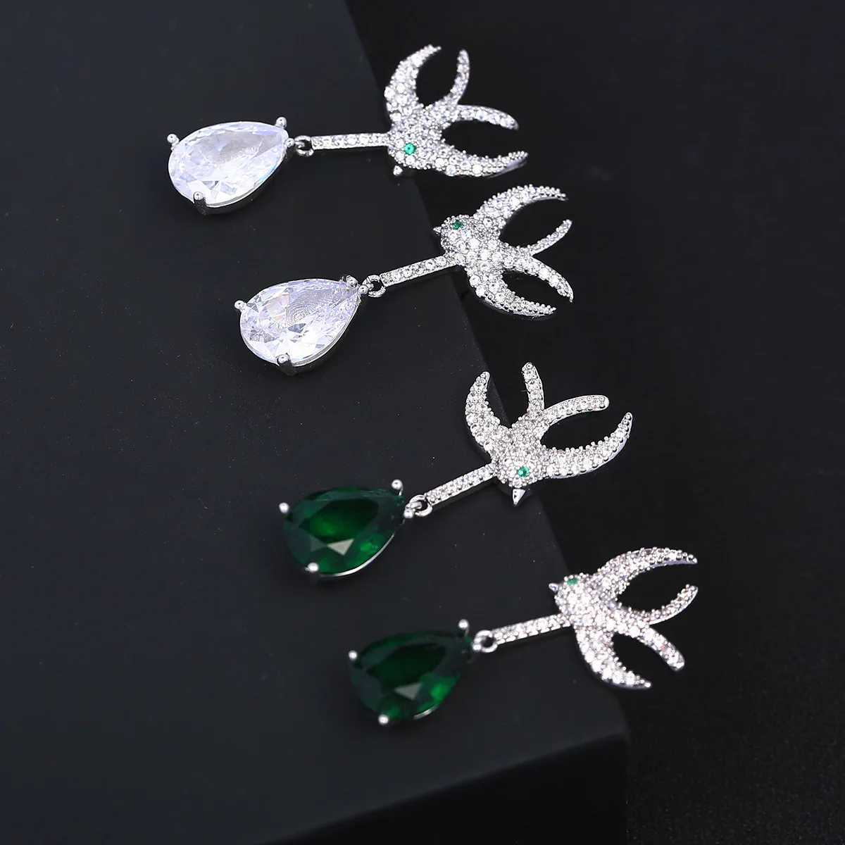 Bilincolor Light Luxury Bird Tassel Zircon Earrings  For Women or Girls'  Christmas Gift