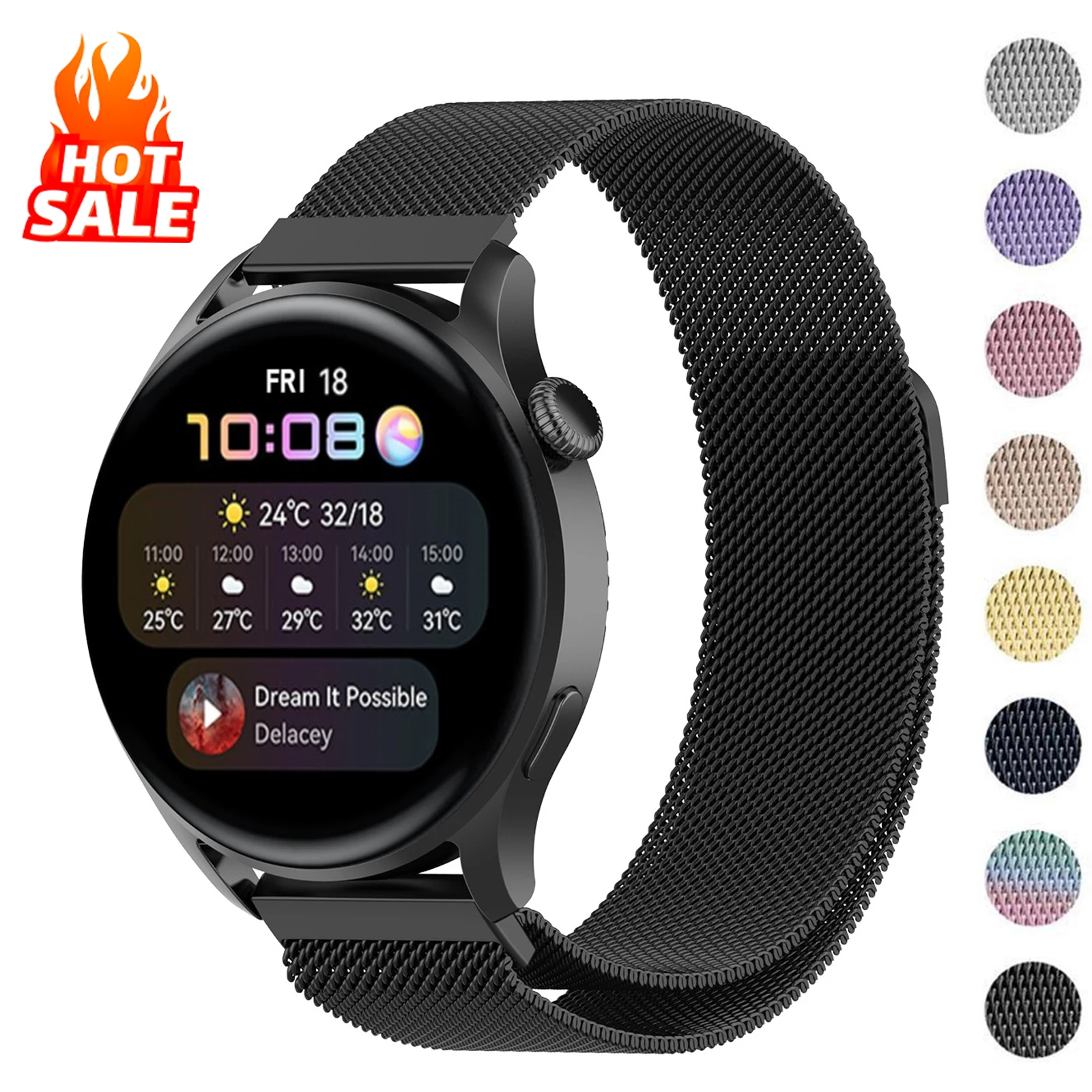 

Milanese Loop Strap For HUAWEI WATCH 4 Band 22mm Watch Magnetic Bracelet Correa smartwatch Straps