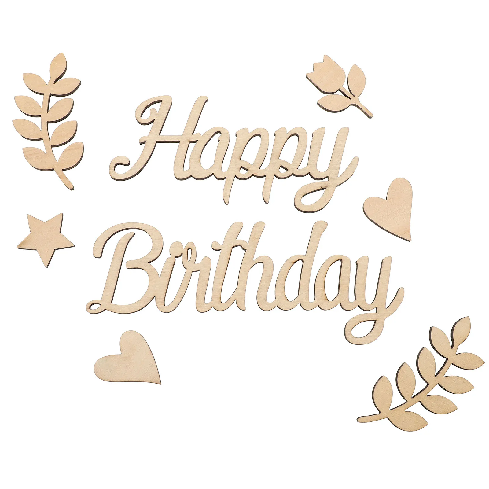 

Happy Birthday Wood nament Decorations Wooden Signage Cutouts Party Baby Rustic Wooden Photo Props Quality Birthday Theme Decor