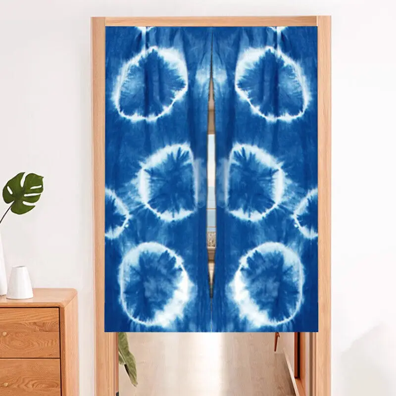 Handmade Blue Tie Dye Cotton Fabric Ethnic Style DIY Partition Door Curtain Sew Craft Clothing Supplies 100x41.5cm