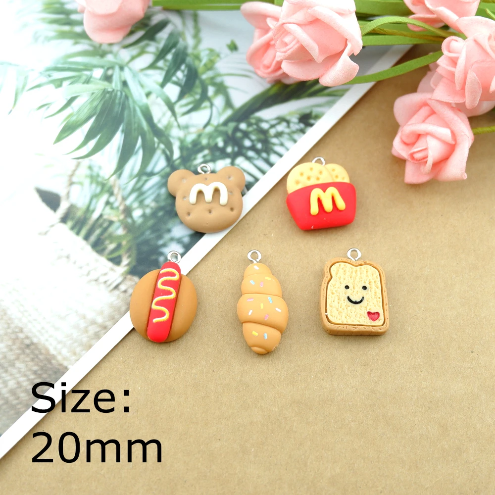 Cute French Fries Bread Hamburger Earring Charms Bracelets Jewelry Making DIY Pendants Wholesale Bulk