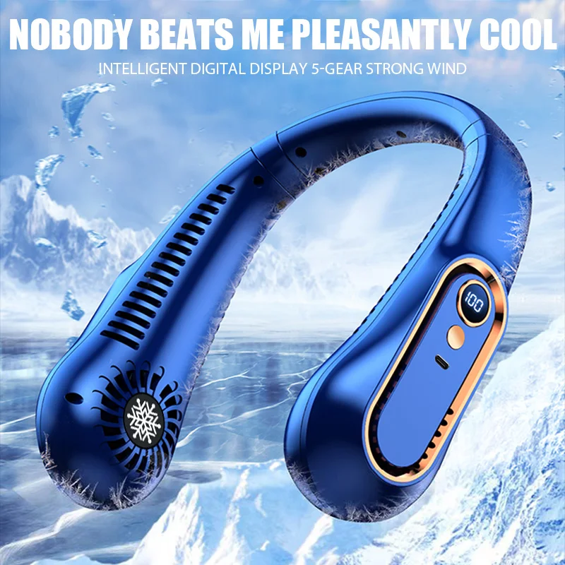 Hanging Neck Fan Digital Display Power Ventilador Bladeless Neckband Fan Portable Mini Air Cooler USB Rechargeable Electric Fans image 4