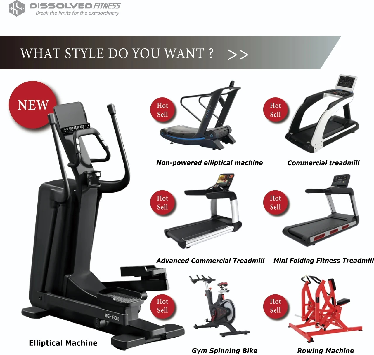 Popular Commercial Elliptical Cross Trainer Gym Machine 150Kg Capacity with Manual Resistance Popular for Gyms Newly