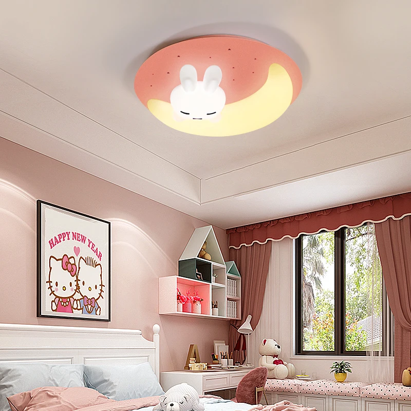 

Nordic Childlike Bunny Ceiling Lights Led Creative Indoor Lighting for Bedroom Living Room lustre Home Decoration Pink Blue