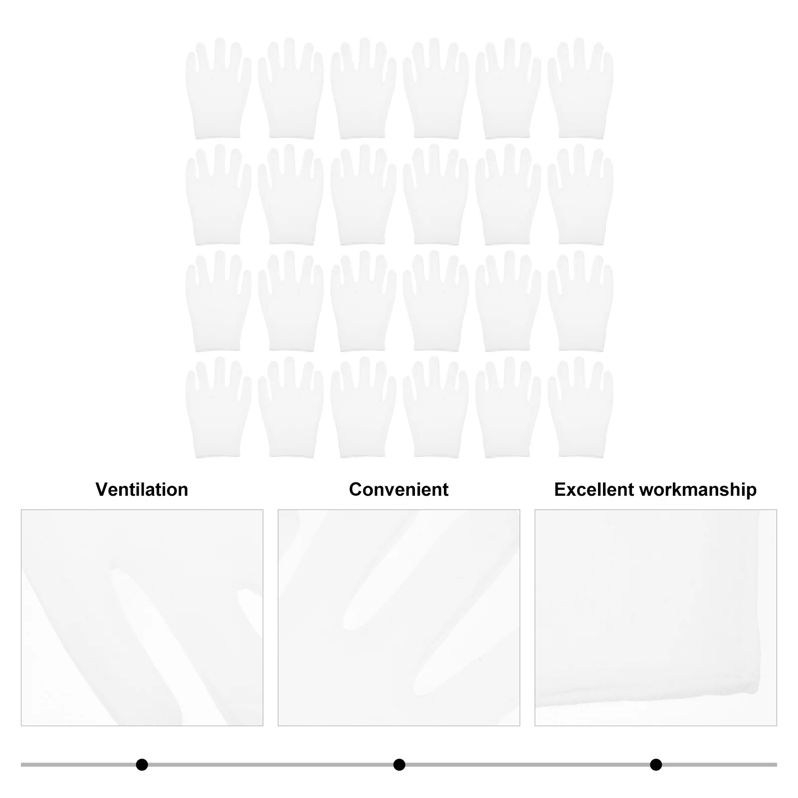 

12 Pairs White Cotton Gloves Washable Elastic Fingerless Women Dry Hands Home Kitchen Office Use Moisturizing Skin Care