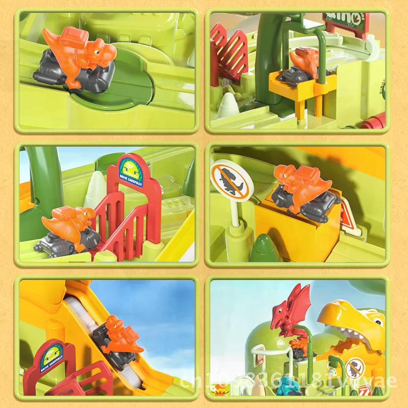 Puzzle d'aventure de dinosaure pour enfants, jouet de bureau PanShan, parc de piste de voiture, activité interactive du cerveau, saisir sensoriel, œil-main