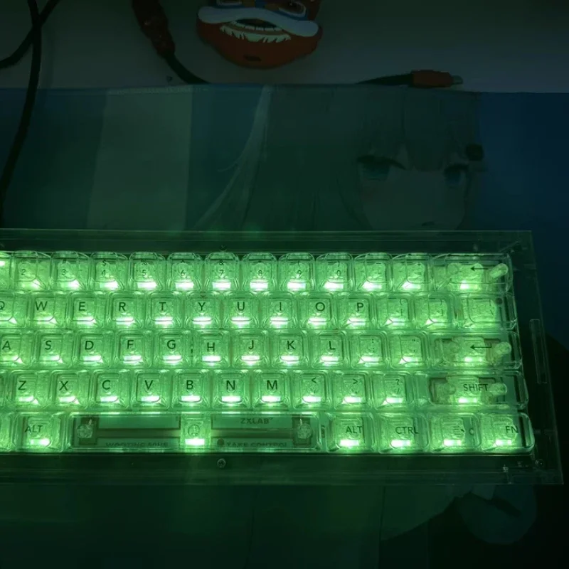 DH60 Mechanical Keyboard Case Custom Ransparent Color Semi Transparent Acrylic Shell for Wooting 60he+diy Mechanical Keyboard