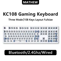 MATHEW KC108 Teclado mecánico de tres modos Barebone clásico 108 teclas diseño de tamaño completo intercambiable en caliente RGB teclado para juegos Kit DIY