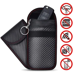 Funda bloqueadora de señal de llave de coche, jaula Faraday, bolsa Fob, bolsa de bloqueo Rfid sin llave, accesorios para coche