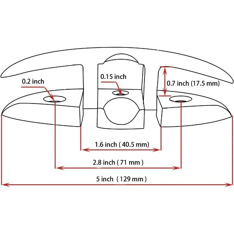 316 Stainless Steel Boat Folding Cleat Dock Hardware Flip Up Dock Cleat Boat Hook for Docking 5/6 Inch