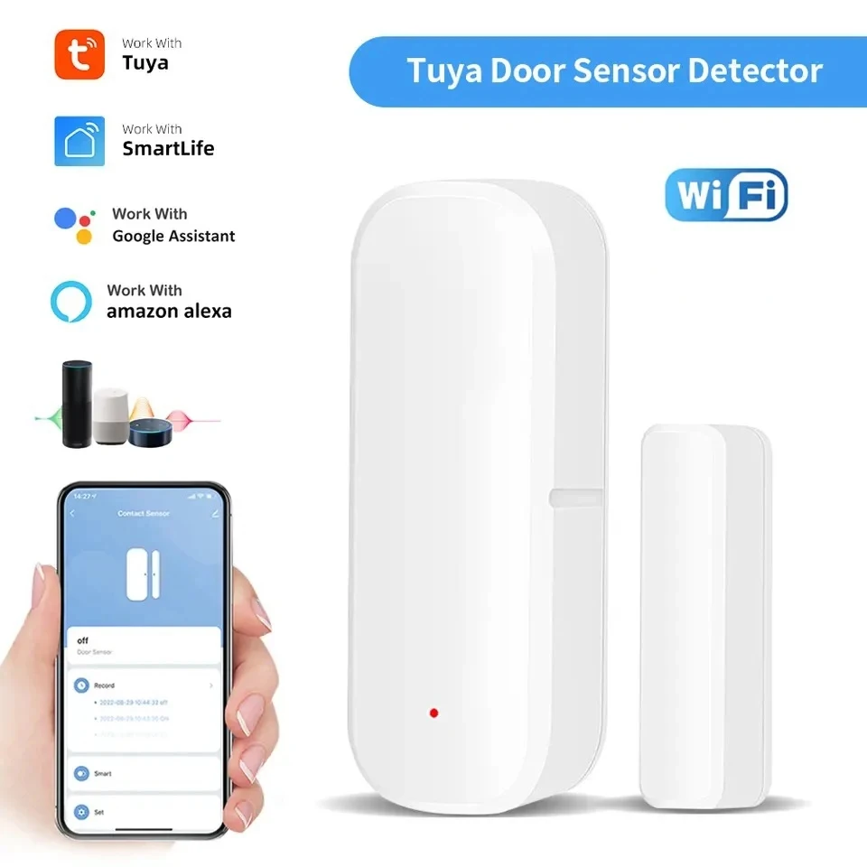 Tuya Wifi Door Sensor Window Entry Sensor Security Burglar Door Sensor Alarm Smart Life Magnetic Door Sensor Alexa Google Home