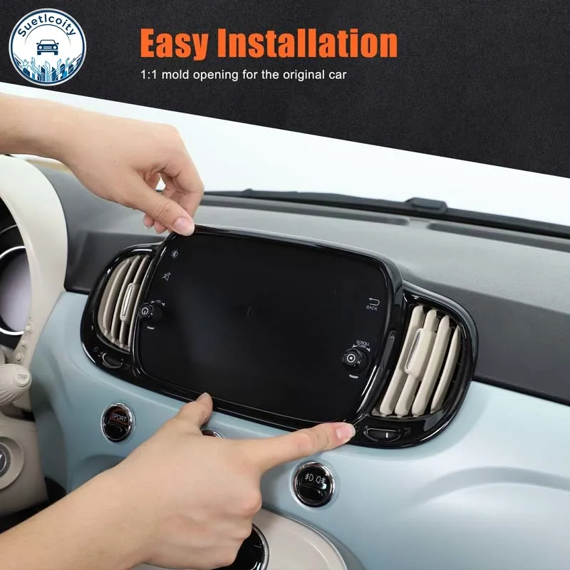 

ABS Black For Abarth 595 695 Fiat 500 2016-2025 Car Central Control Air Outlet Frame Cover Trim Interior Accessories