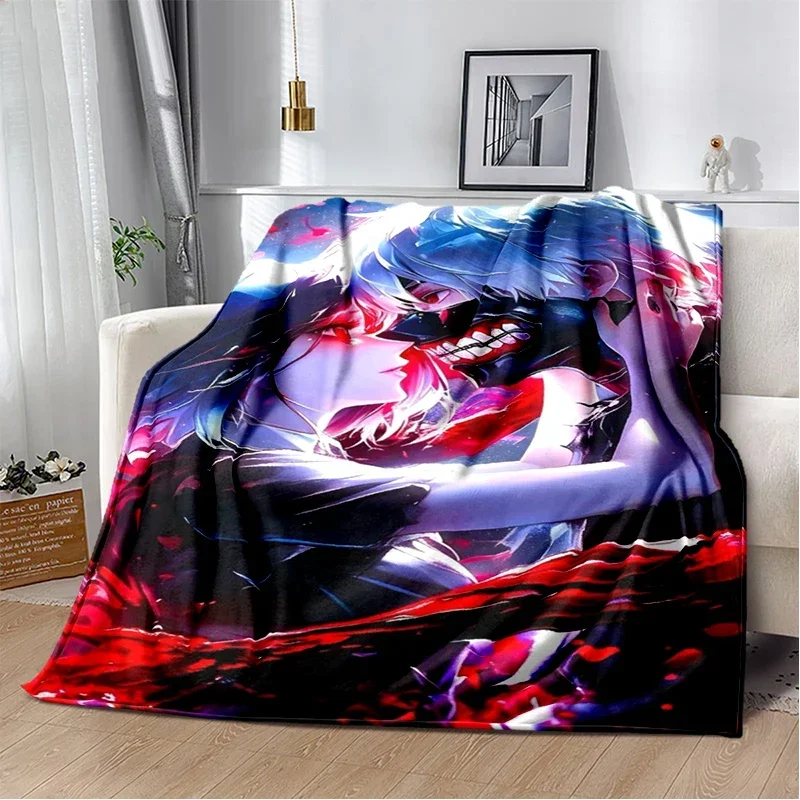 طوكيو الغول Kaneki الكرتون أنيمي لينة الفانيلا رمي بطانية مريحة ل أريكة تتحول لسرير غرفة نوم المنزل هدية للأطفال البالغين #1