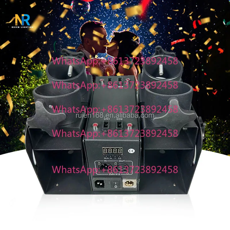 Heavy  4 Barrel Confetti Launcher Electronic Confetti Shooter Club Stage Effect Equipment