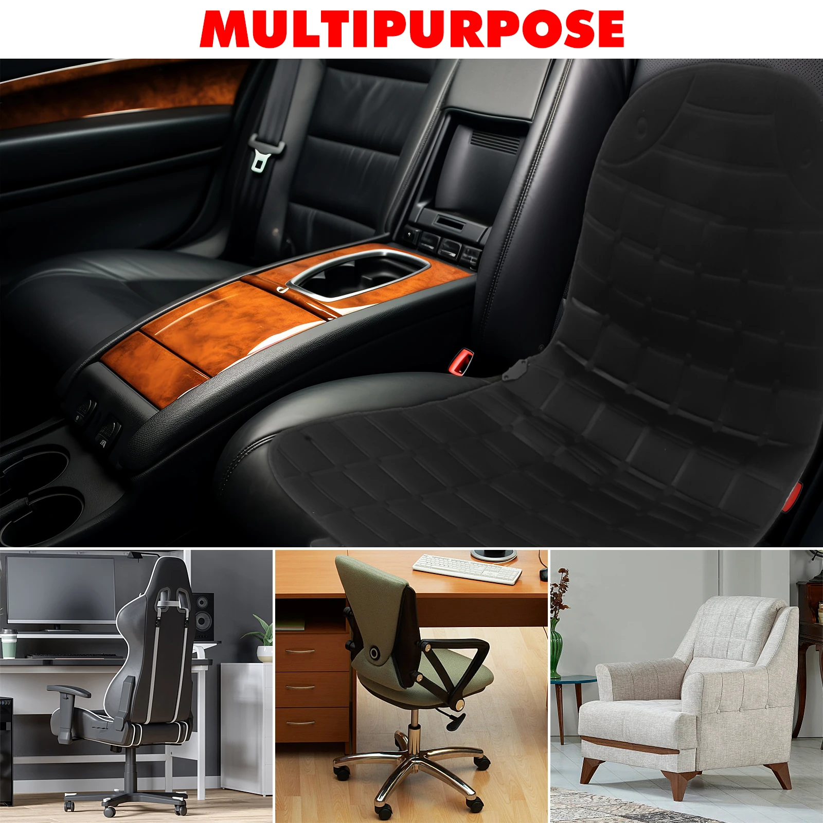 

2Pcs Car Heated Seat Cushion Winter Polyester 36W DC12V Fast Heating Office Chair Warmer Vehicle Pad Home Truck Automotive