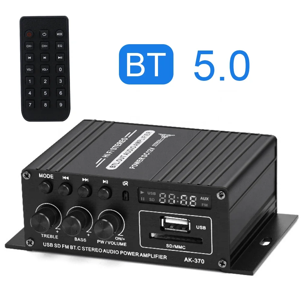 

Mini Audio Power Amplifier 20W+20W 12V HIFI Stereo Amp 2.0 Channel Auto Music Subwoofer Speaker Bluetooth Digital Amplifier
