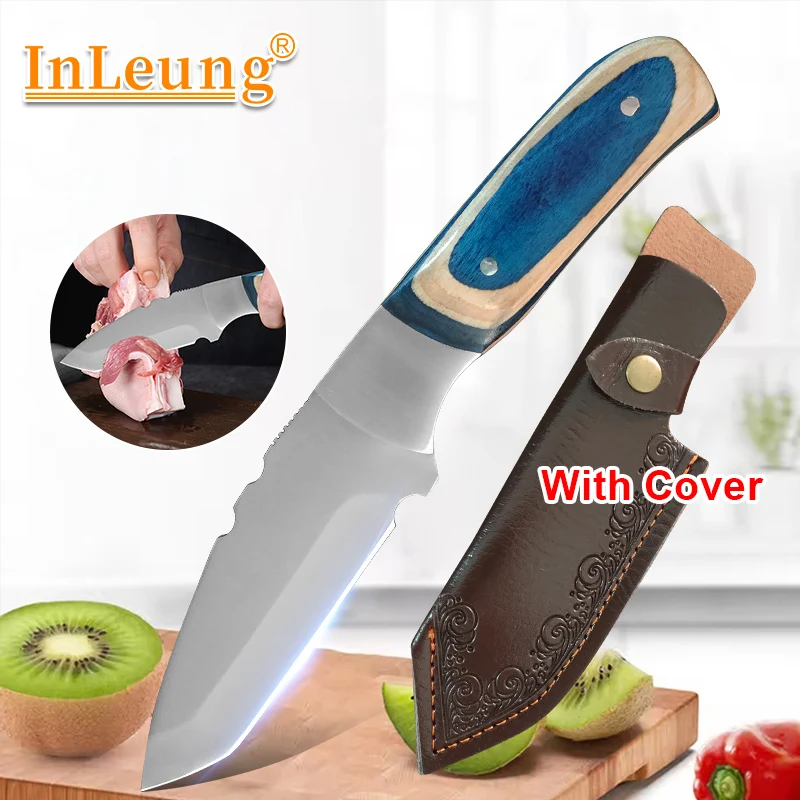Kitchen Knife Wooden Handle Butcher's Boning Knife Meat Cleaver Stainless Steel Fruit Peeling Cutting Cooking Fish Fillet Knife