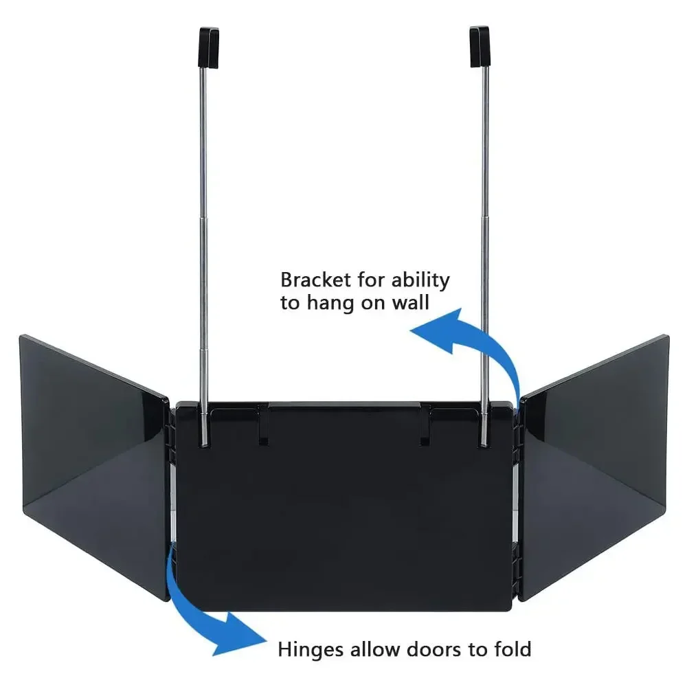กระจกตัดผมด้วยตัวเองแบบ LED 3 ด้าน - 360 °   พับและยืดหดได้ ดีไซน์แบบชาร์จไฟได้เพื่อการมองเห็นด้านหลังศีรษะได้อย่างชัดเจนระหว่างการตัดผม