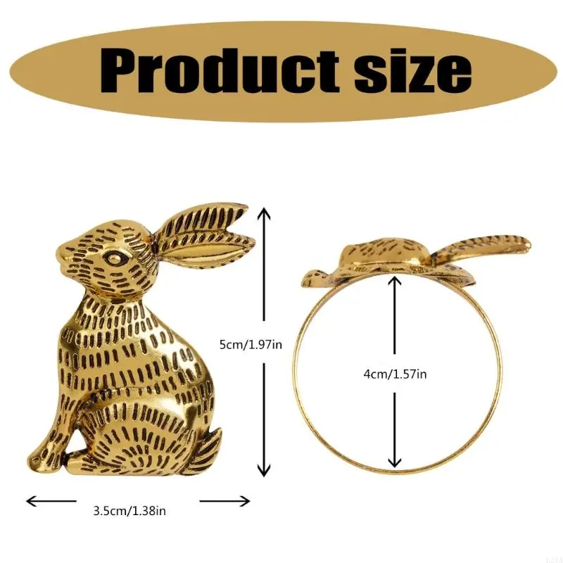 2025 New 12Pcs Easter Rabbit Napkin Holders In Gold or Silver For Festival Table Display