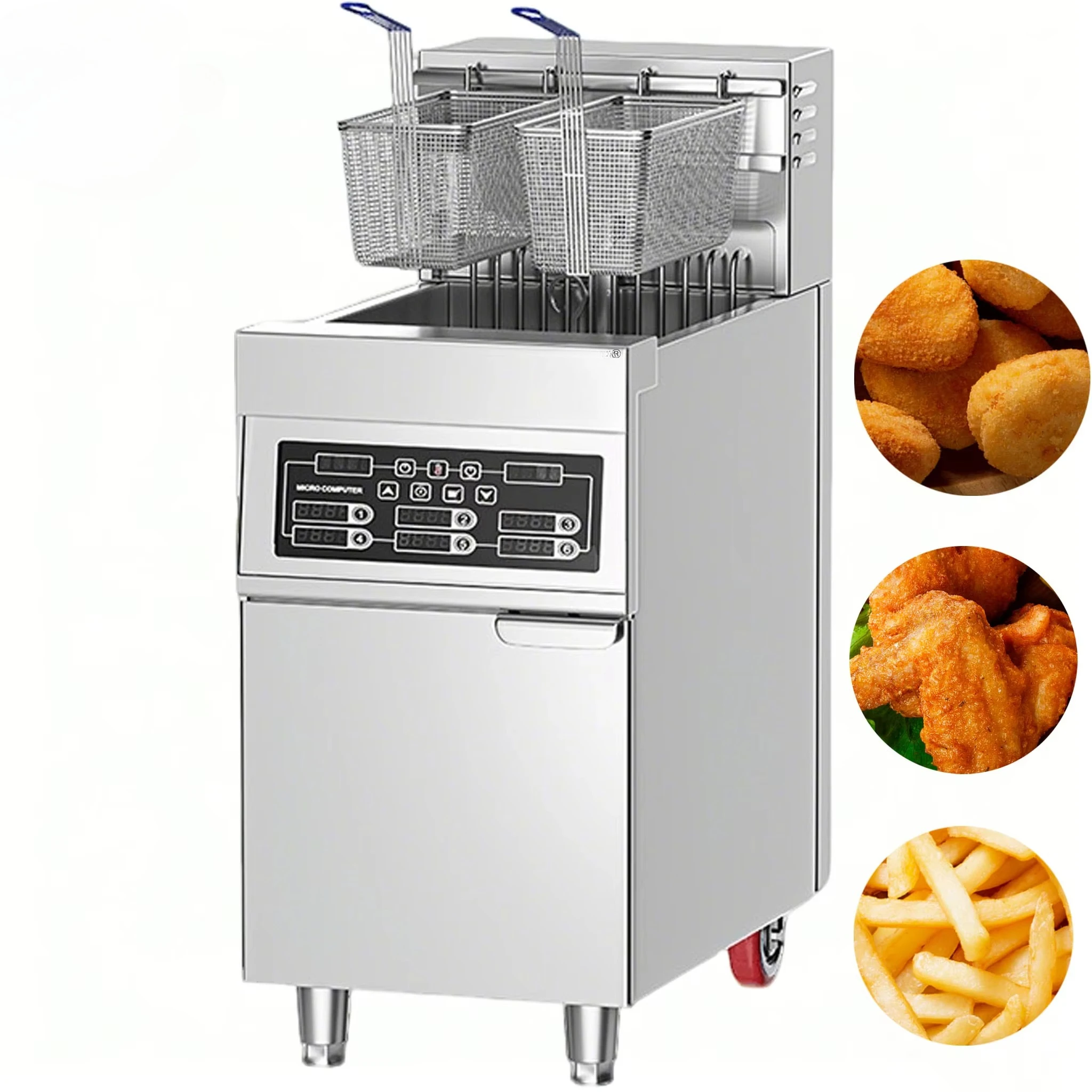 New Commercial Stainless Steel Gas Electric French Fries Making Machine High Efficiency Energy Saving Single Double Tank Frying