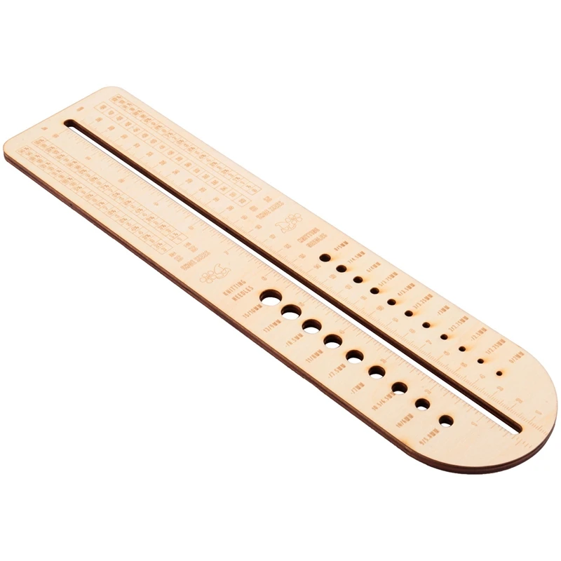 Wooden Sock Blockers For Knitting Needle Gauge Crochet Size Measurement Ruler Weaving Tool Needle Measuring Tool Durable