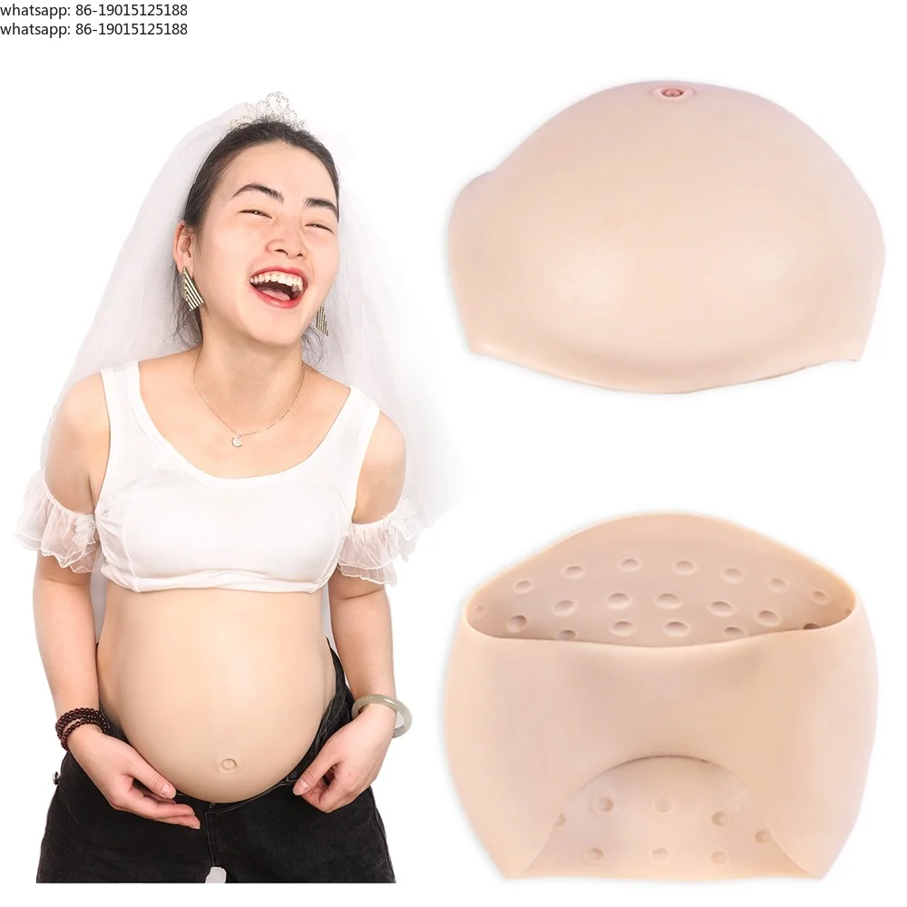 Silicone Pregnancy Belly 2-10 Months Artificial Fake Pregnant Belly Lifelike Skin for Actor Pregnant for Photography Props
