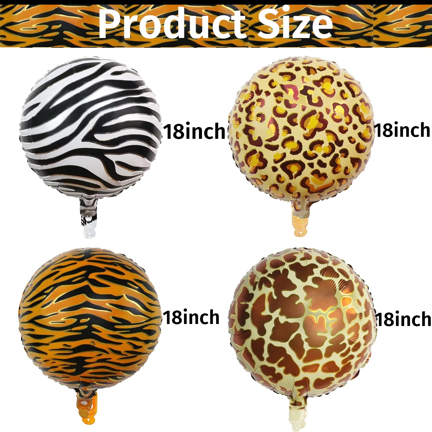 10Pcs 18inch Round Foil Balloons Tiger leopard Zebra Pattern Helium Balloon Globos Jungle Safari Tropical Party Decor Supplies
