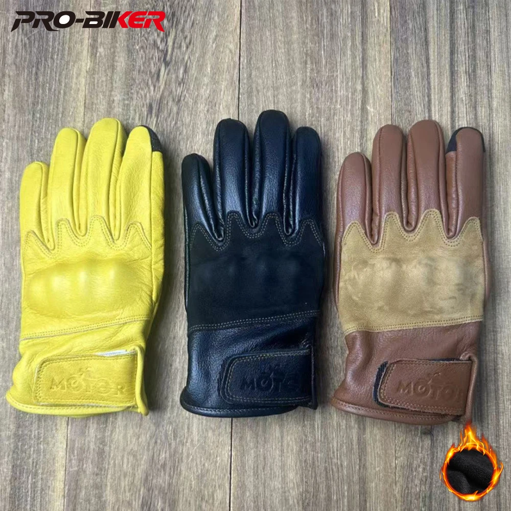 

New Motorcycle Riding Gloves With Anti Slip Cowhide, Men's and Women's All Season Genuine Leather, Anti Fall Motorcycle Rider