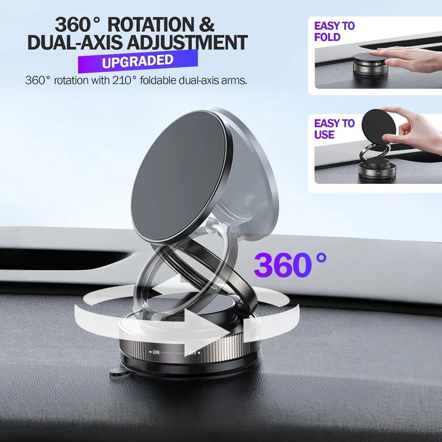 

Universal Magnetic Car Phone Holder 360° Rotation Adjustable Air Vent Dashboard Mount Strong Magnet Stand Hands Free GPS Navigat