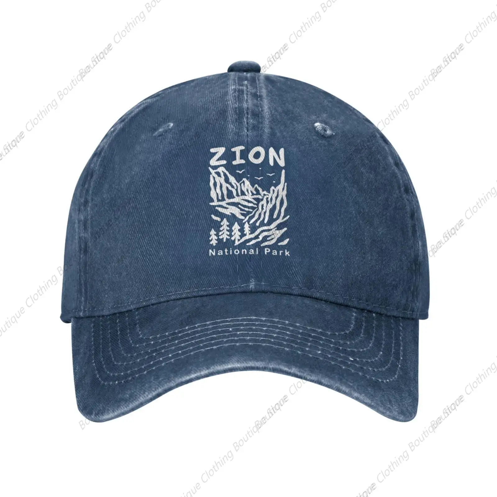 Zion National Park topi Denim pria, tutup kepala ayah Distressed untuk lelaki, Denim bisa disesuaikan