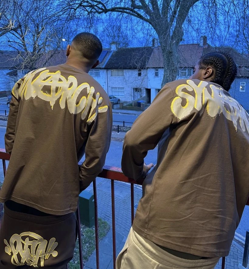 

Футболка Syna2024 Original Streetwear: универсальная, с принтом в виде букв, круглым вырезом, высококачественная, из чистого хлопка, длинный рукав