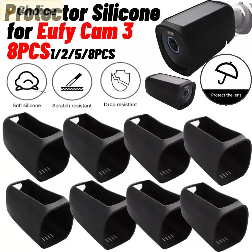 1-8PCS For Eufy Cam 3 Silicone Protective Covers Security Camera Case Shell AntiScratch Waterproof UV-proof Protector Accessorie