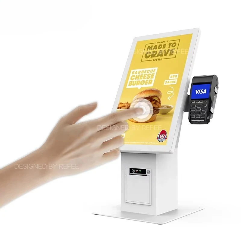 v  Receipt Printer Kiosk Self-service 21.5 23.8 27 32 Inch Mobile Terminal Pos Machine Payment Systems Kiosk Automatic QR Code