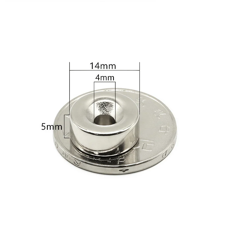 

10 pieces N52 High-strength countersunk hole magent Diameter 14 mm × Thickness 5 mm - Hole diameter 4 mm