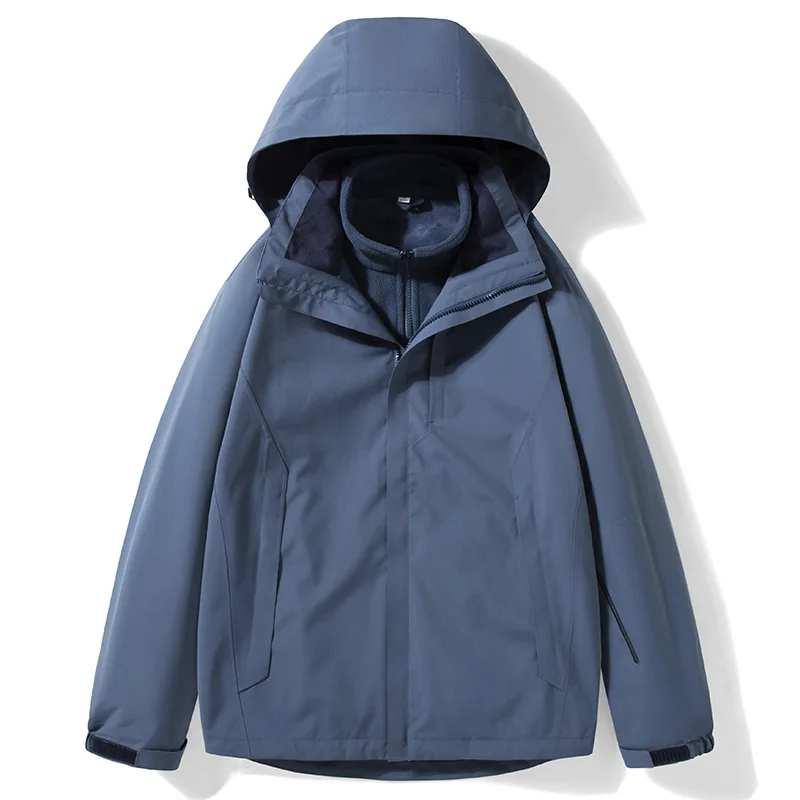 

Men's All-Weather 2-in-1 Jacket Set, Water-Resistant Windproof Outer Shell with Warm Fleece Liner for Autumn Winter