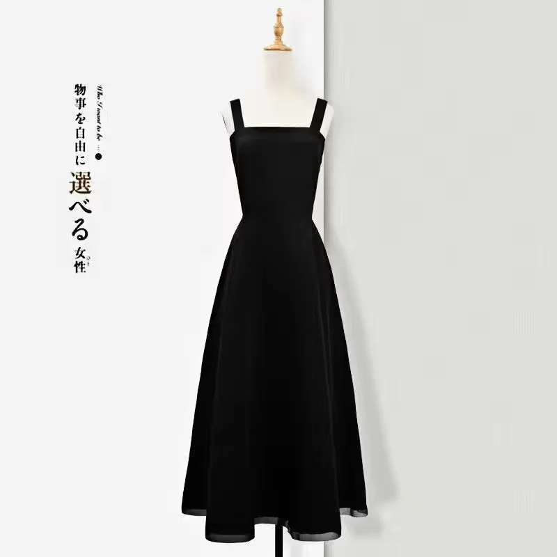 New Dress Women Summer Sleeveless Square Neck Backless Midi Dress Elegant Runway Design Vintage A-Line Vestidos