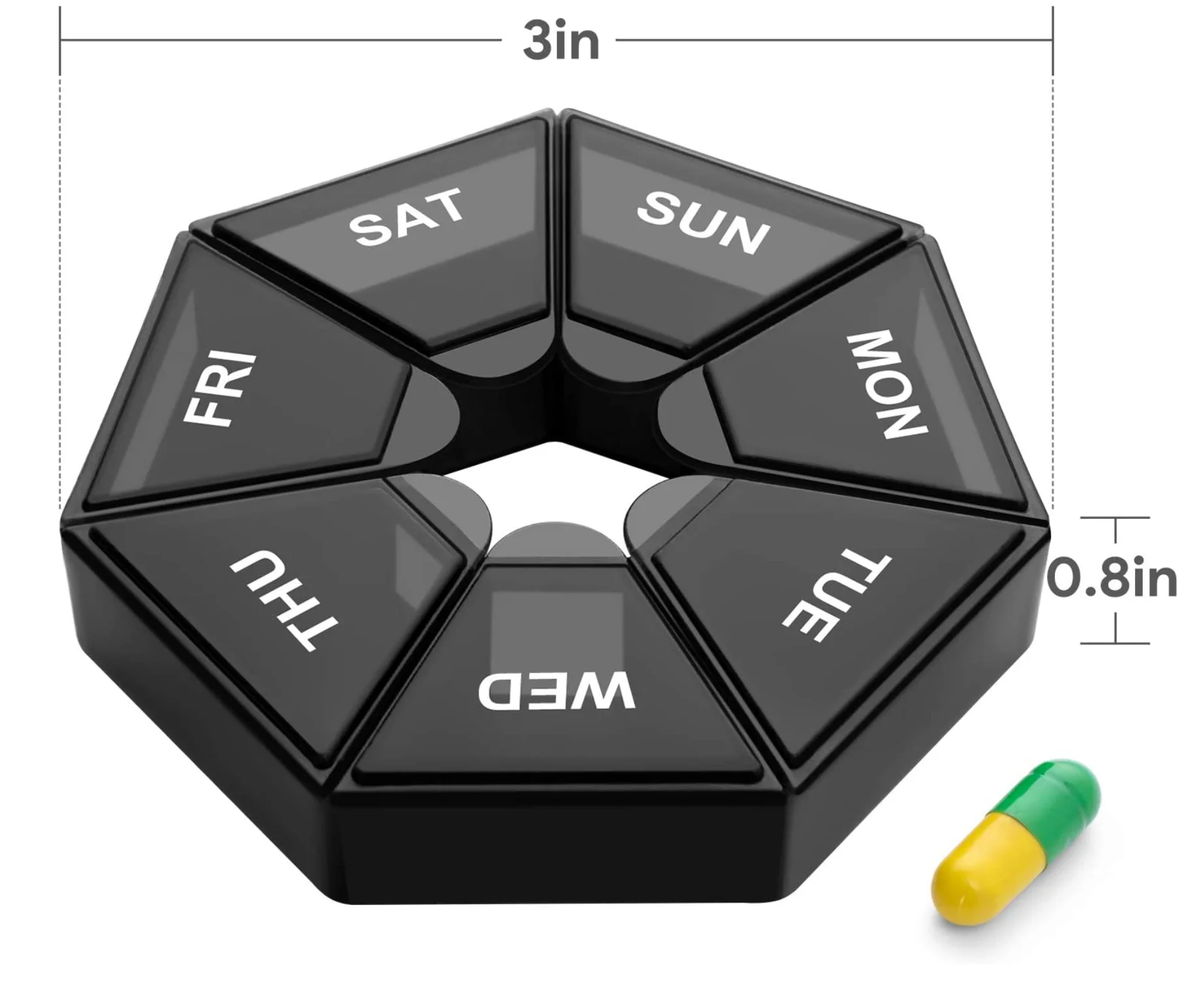 Portable Mini Round Plastic Pill Case Box Travel Pill Container 7 day Weekly Pill Organizer