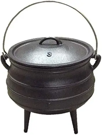 

8.5QT Cast Iron Potjie Cauldron Pot with Lid & 3 Legs - Pre-Seasoned South African-Style Campfire Pot for Outdoor Cooking, Soups