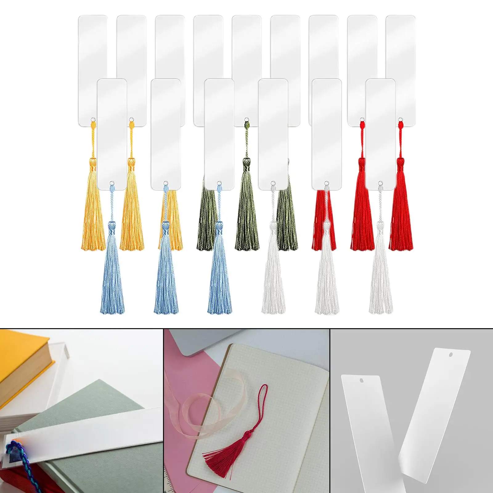 15Pcs Blank Acrylic Bookmarks DIY CraftsTags Ornaments Gift