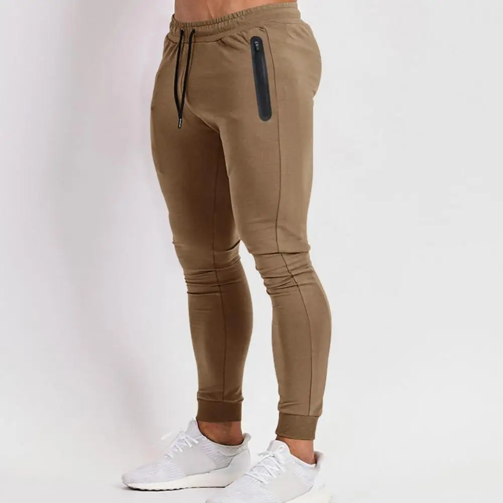 Pantalones informales para hombre, pantalones deportivos de secado rápido con bolsillos con cremallera lateral, cintura elástica con cordón para gimnasio