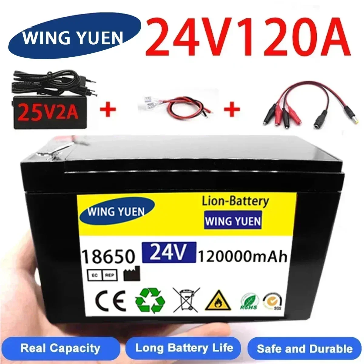 24v 120A Li Ion 18650 Battery Electric Vehicle Lithium Battery Pack 21V- 25V 35Ah 120Ah Built-in BMS 30A High Current