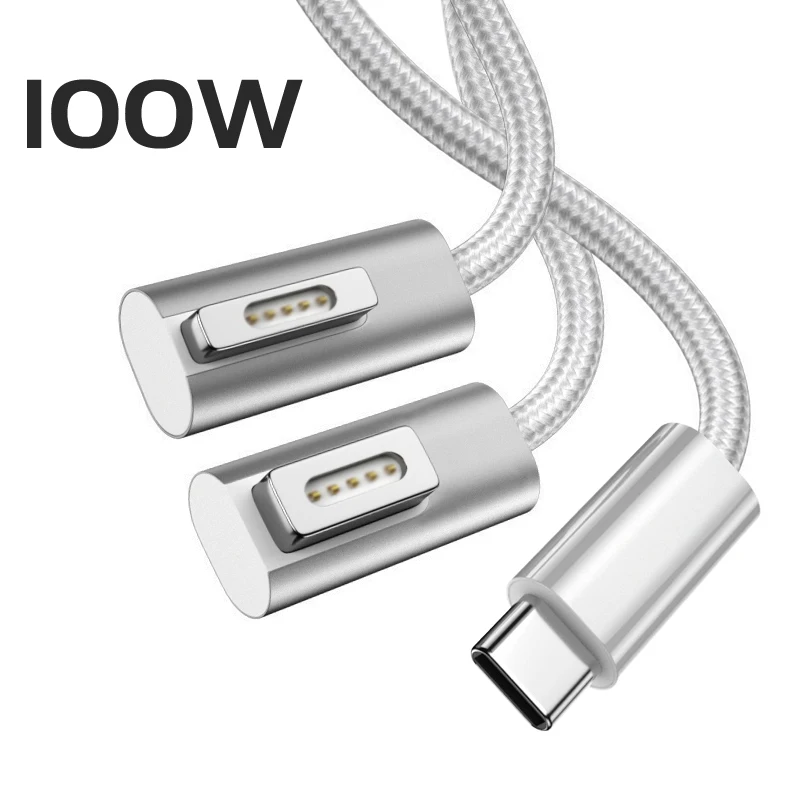 Szybki kabel do ładowania laptopa o mocy 100 W do Macbooka Air Pro Adapter USB typu C do wtyczki magnetycznej Magsaf * 1 2