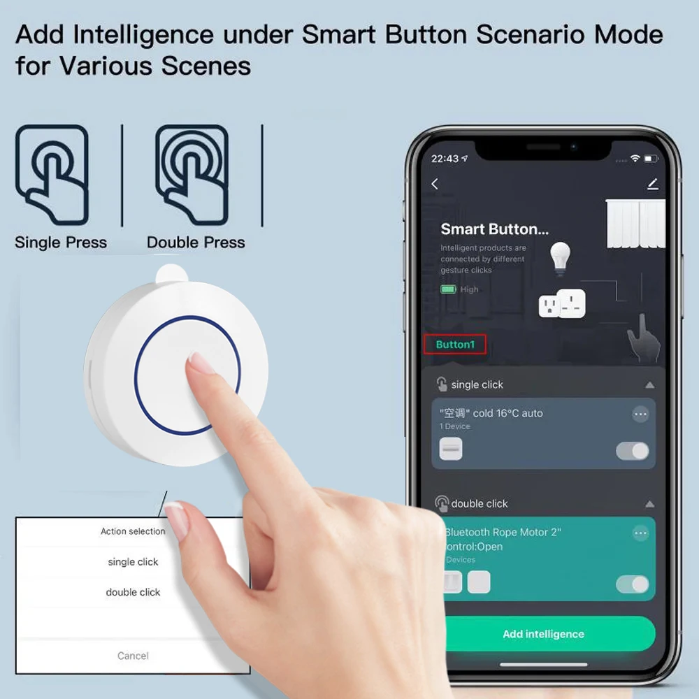 Tuya Smart Zigbee Switch Push Scene Button Switch Wireless Remote on Off Key Controller Scenario Switch Support Home Assistant